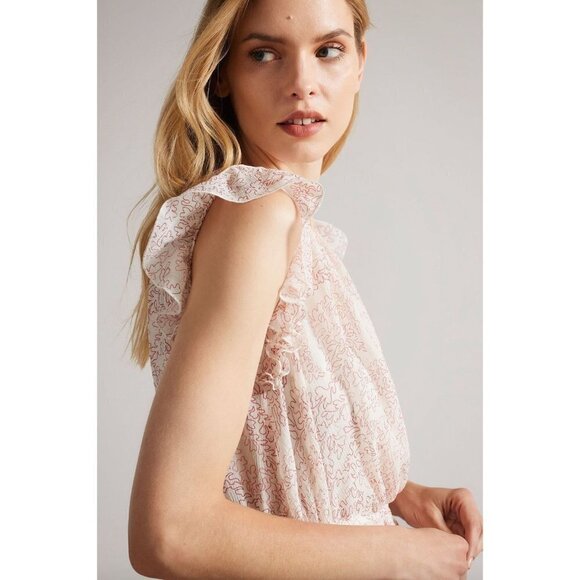 Ted Baker Evelyna Printed Texture GGT Mini Dress Ivory Womens Size 3 Medium 8 - Picture 5 of 12